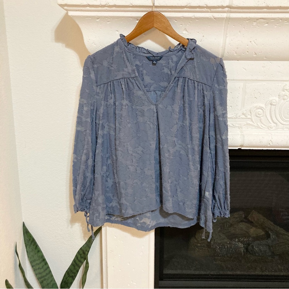 Blue Lace V-Neck Women’s Top - Unknown Brand